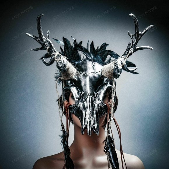 Antelope Devil Deer Horn Skull Party Masquerade - Picture 2 of 9
